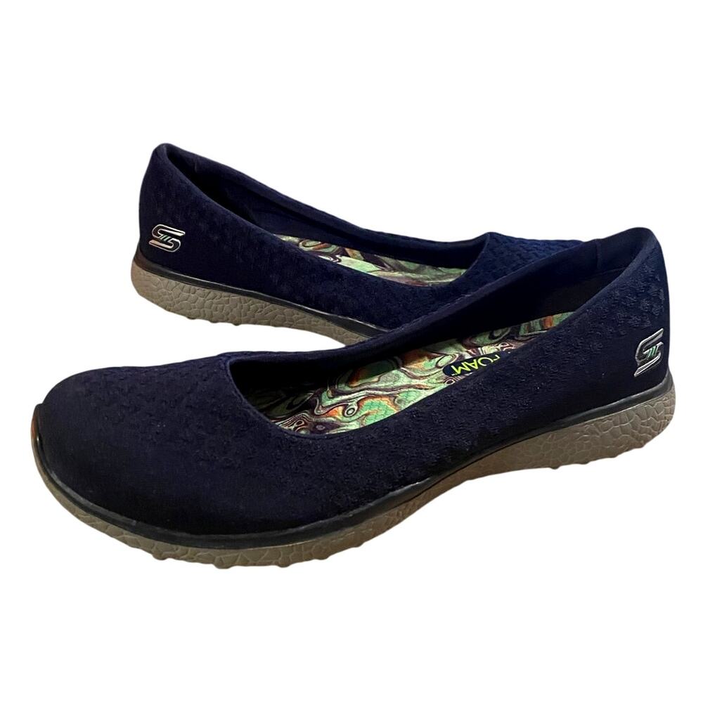 Skechers Cleo Air Cooled Womens Comfort Shoes 8.5 Blue Stretch Knit Fit Cushion